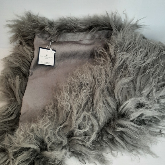 Williams Sonoma Genuine Mongolian 20" Pillow Cover Gray - Picture 8 of 11